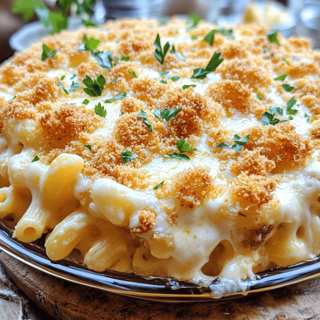 To make an easy baked macaroni and cheese recipe, you need simple ingredients. Start with 8 oz of elbow macaroni. This type of pasta holds cheese well. Next, you will need cheese. I recommend 2 cups of shredded sharp cheddar cheese for a rich flavor. Add 1 cup of shredded mozzarella for creaminess and 1/2 cup of grated Parmesan for depth.