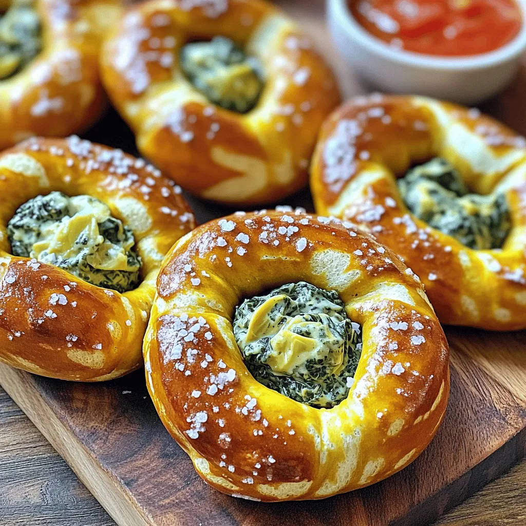 Spinach Artichoke Stuffed Pretzels Savory Treats