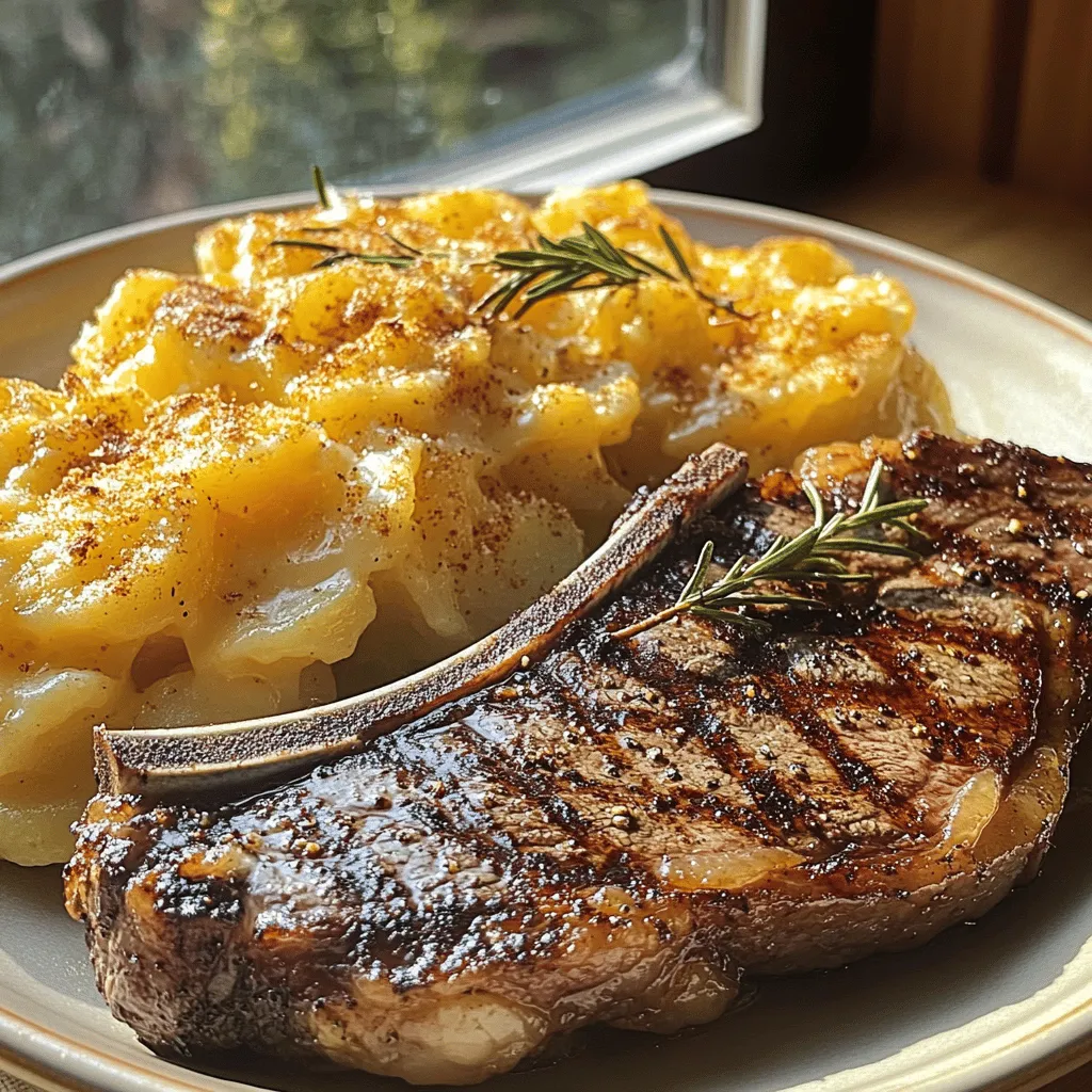 Ribeye Steak with Cheesy Scalloped Potatoes Delight