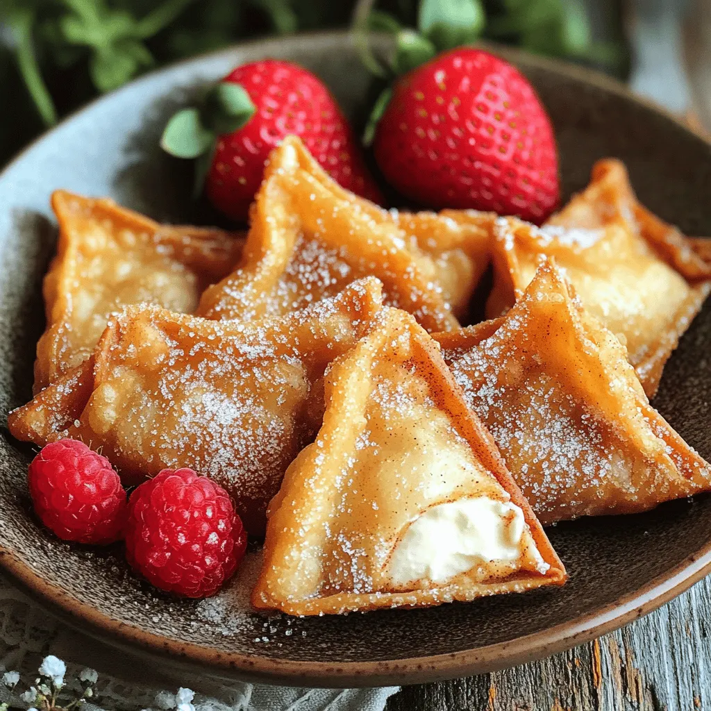 To make sweet cream cheese wontons, you need a few simple ingredients. The main star is cream cheese. You will use 8 ounces of softened cream cheese for a rich and smooth filling. Next, you need 1/4 cup of powdered sugar. This sugar adds sweetness and helps balance the cream cheese