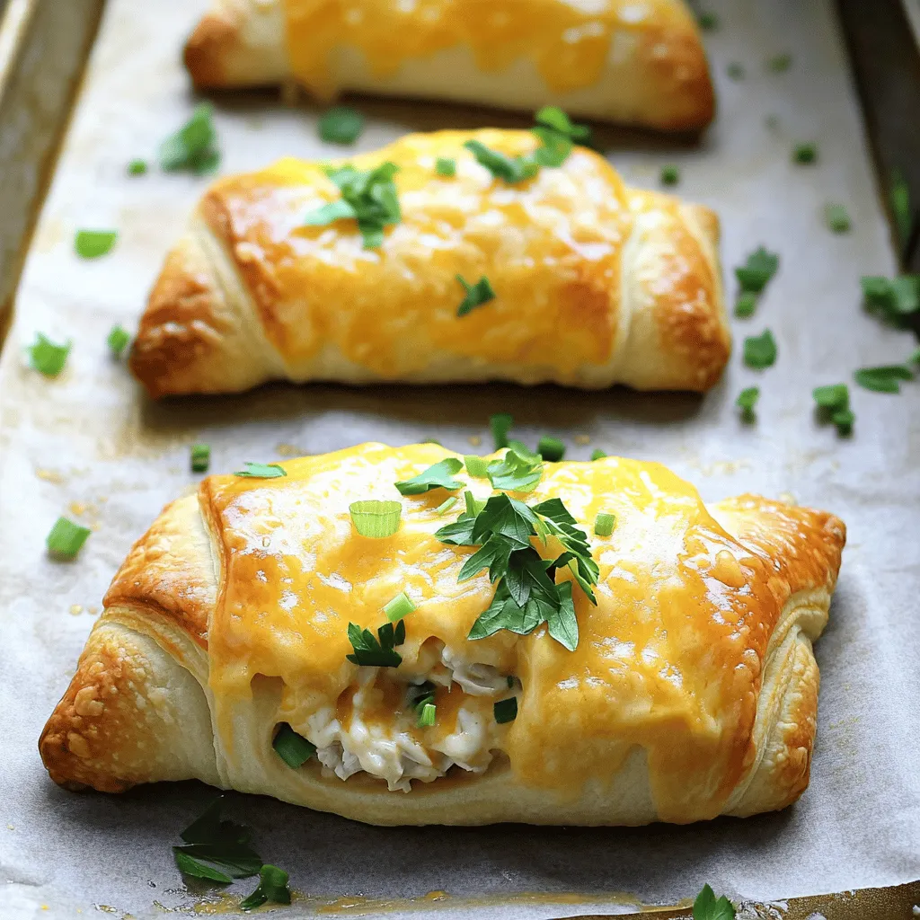To make cheesy chicken crescent rolls, you need a few simple ingredients. Gather 2 cups of cooked chicken, shredded. Use 1 cup of softened cream cheese and 1 cup of shredded cheddar cheese. You will also need 1/2 cup of finely chopped green onions, 1 teaspoon of garlic powder, and 1/2 teaspoon of paprika. Don
