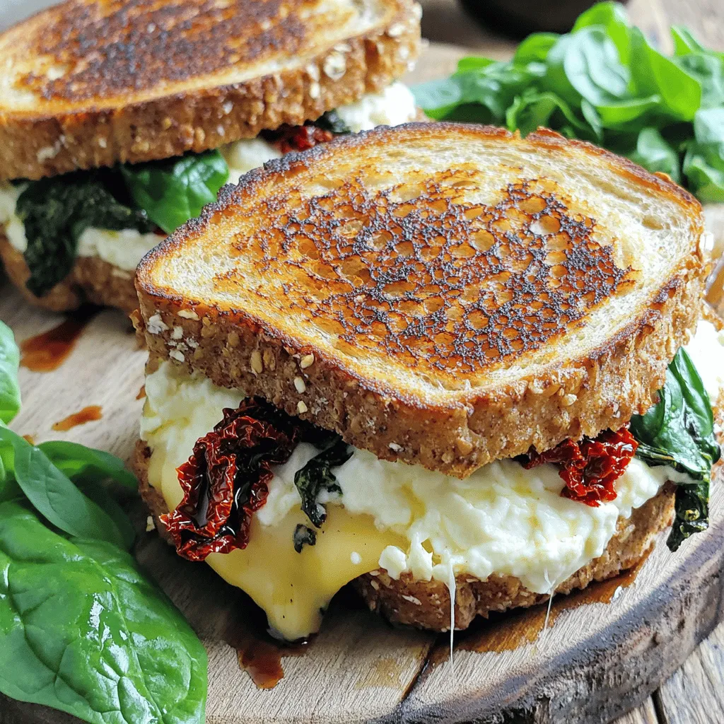 Sun-Dried Tomato, Spinach, and Ricotta Grilled Cheese Delight