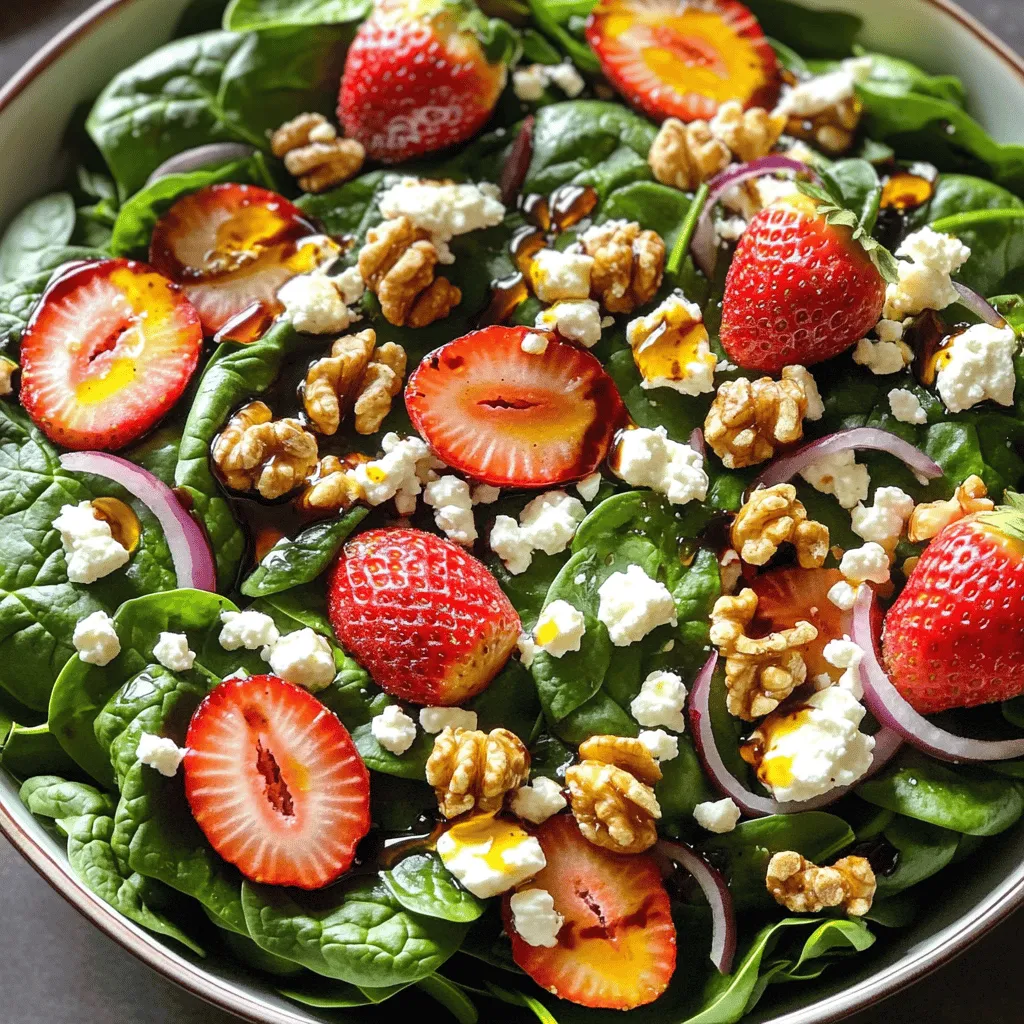 For a tasty Strawberry Spinach Salad, you need fresh, simple ingredients. Here’s what you will need: