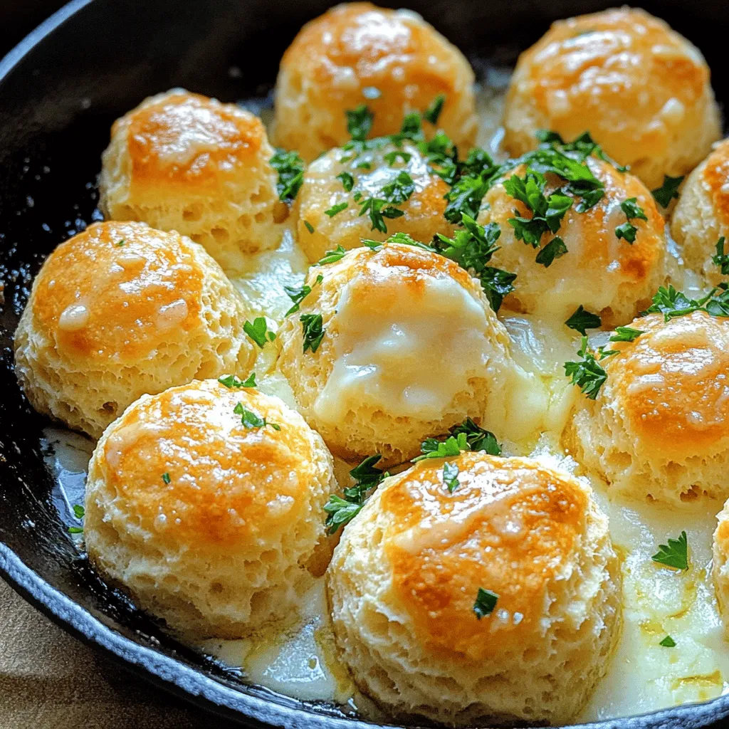 - 1 can (16 oz) Pillsbury refrigerated biscuits - 1 cup shredded mozzarella cheese - 1/2 cup unsalted butter, melted - 4 cloves garlic, minced