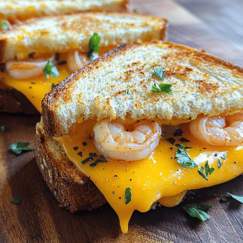 Garlic Butter Shrimp Grilled Cheese Sandwich Delight