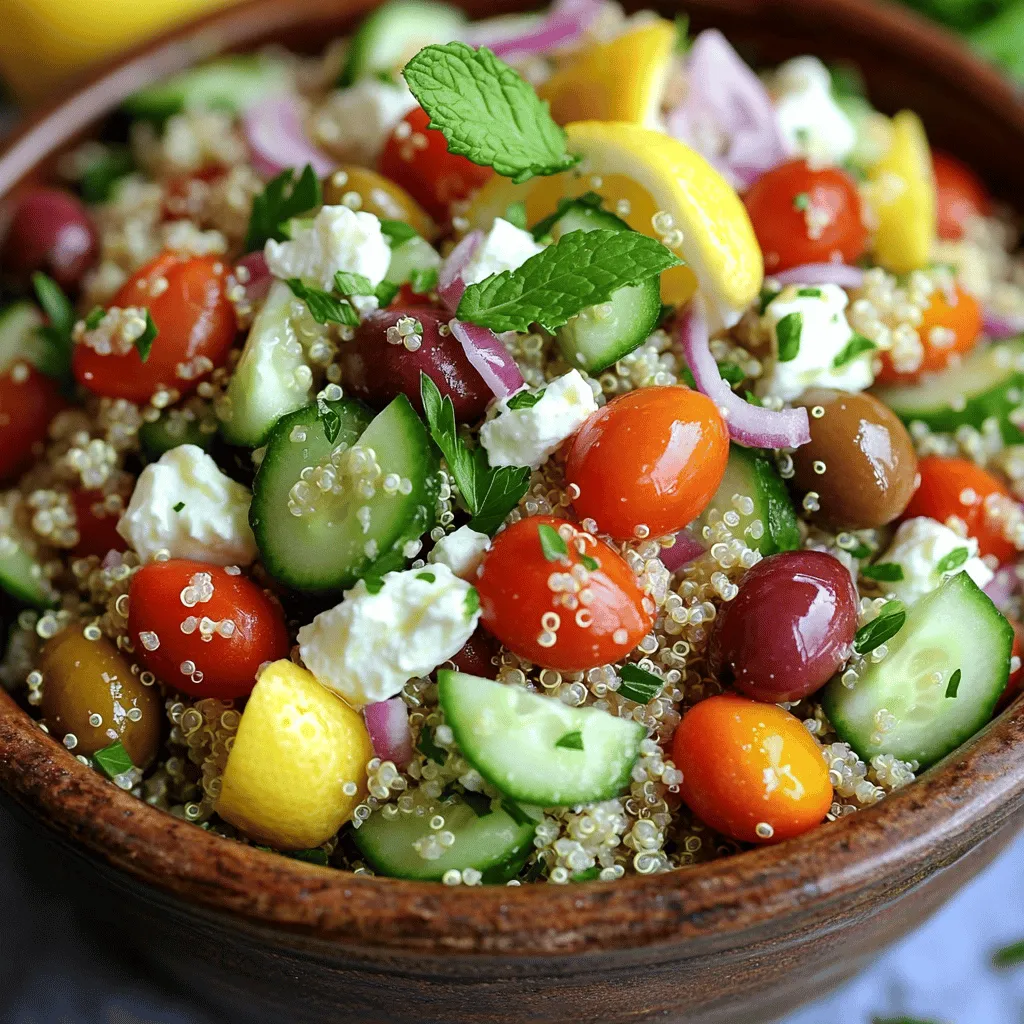 The Greek Quinoa Chopped Salad is fresh and tasty. You need just a few key ingredients.