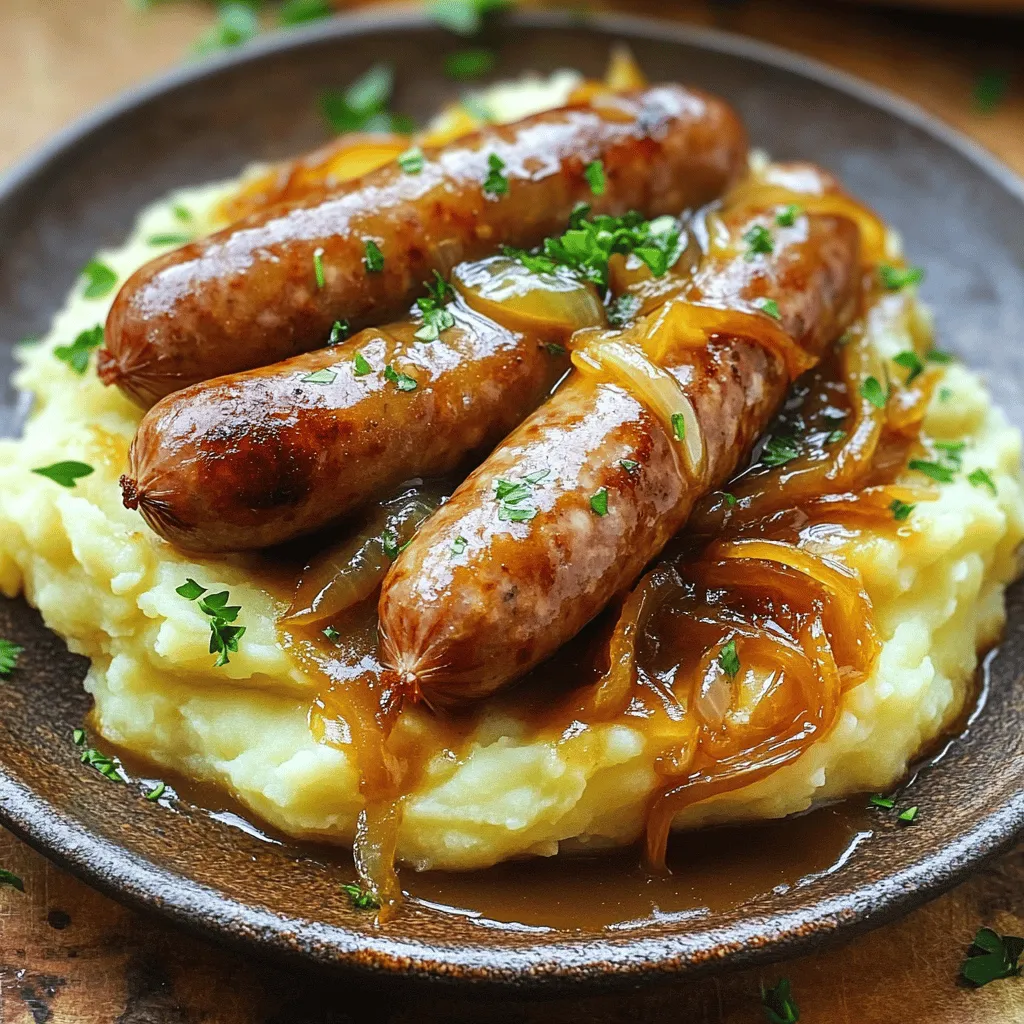 To make classic bangers and mash, gather these ingredients: