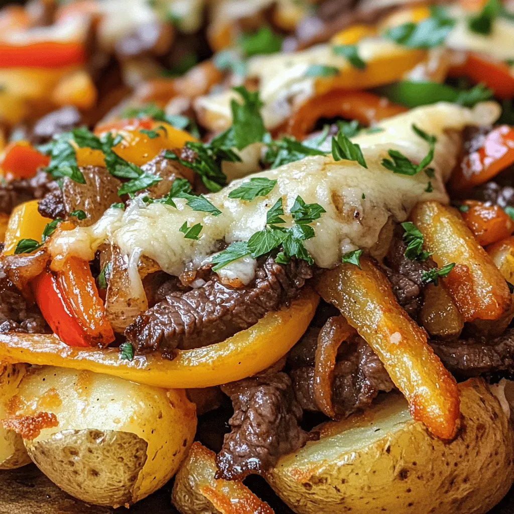 Philly cheesesteak fries are a tasty twist on a classic dish. They combine crispy fries with the flavors of a Philly cheesesteak. You get steak, cheese, and veggies all piled high on a bed of fries. This dish brings comfort food to a new level.