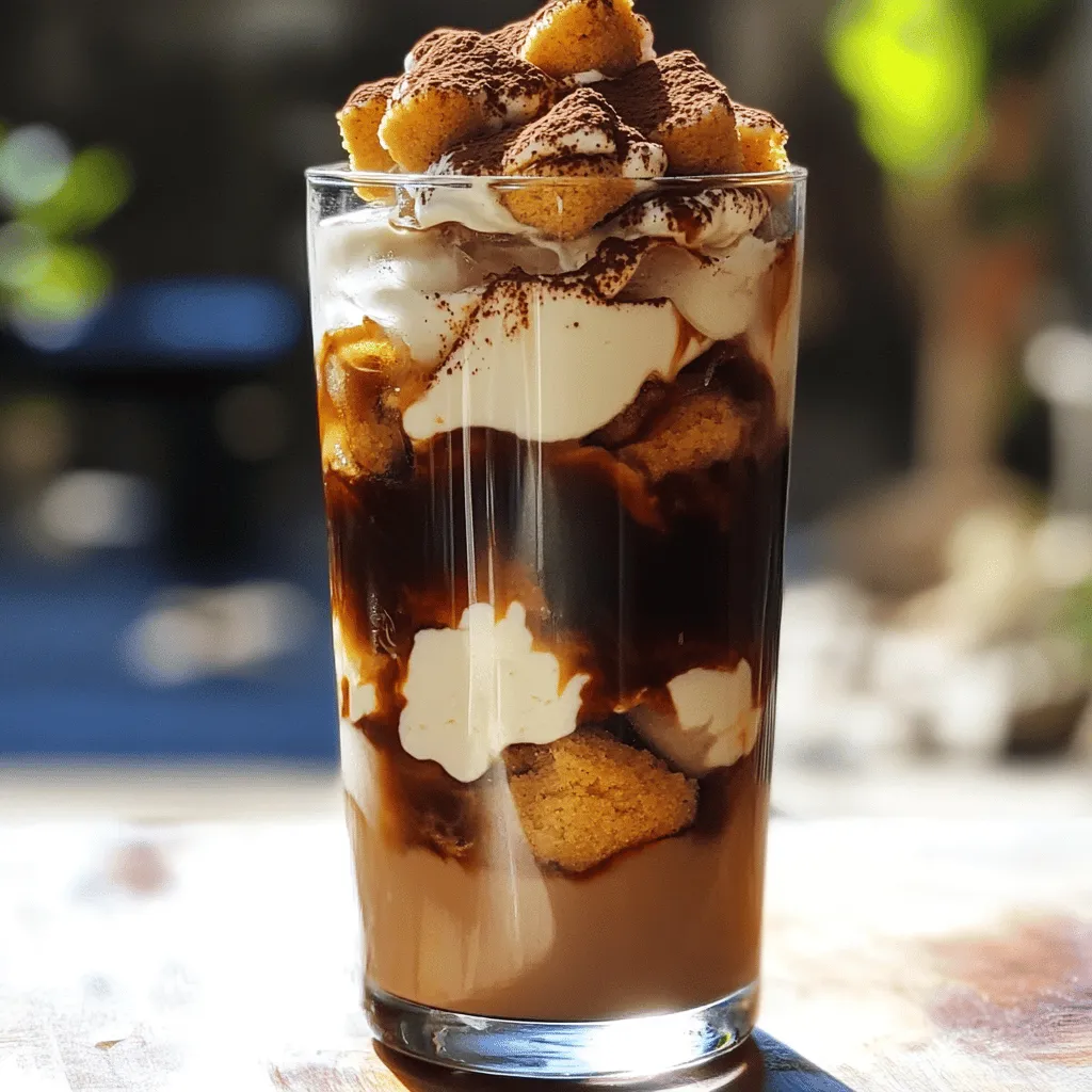 - 2 cups strong brewed coffee, cooled - 1 cup milk (dairy or non-dairy) - 1/2 cup mascarpone cheese