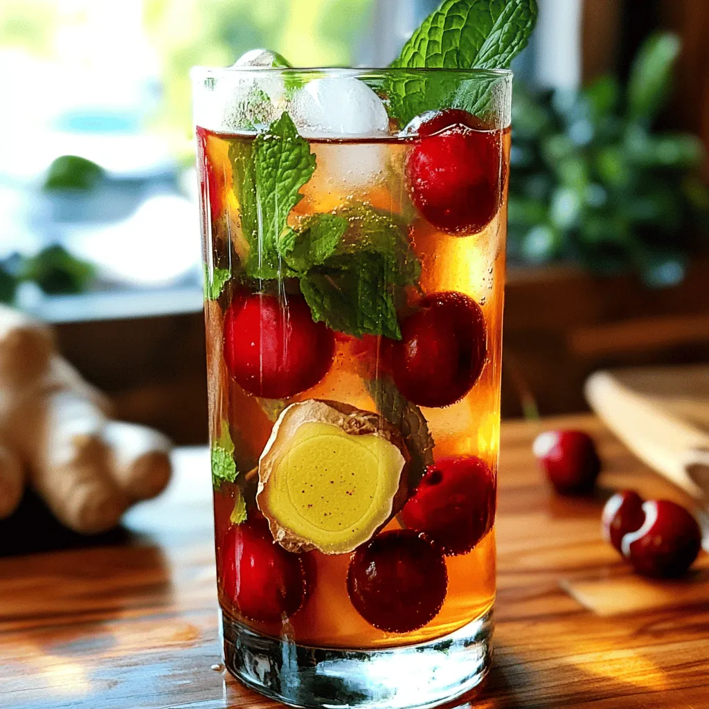 For a great cherry ginger iced tea, you need just a few key ingredients. This recipe uses water, black tea, cherries, ginger, honey or agave syrup, a cinnamon stick, and optional cayenne pepper. Each ingredient plays a vital role in creating a balanced flavor.