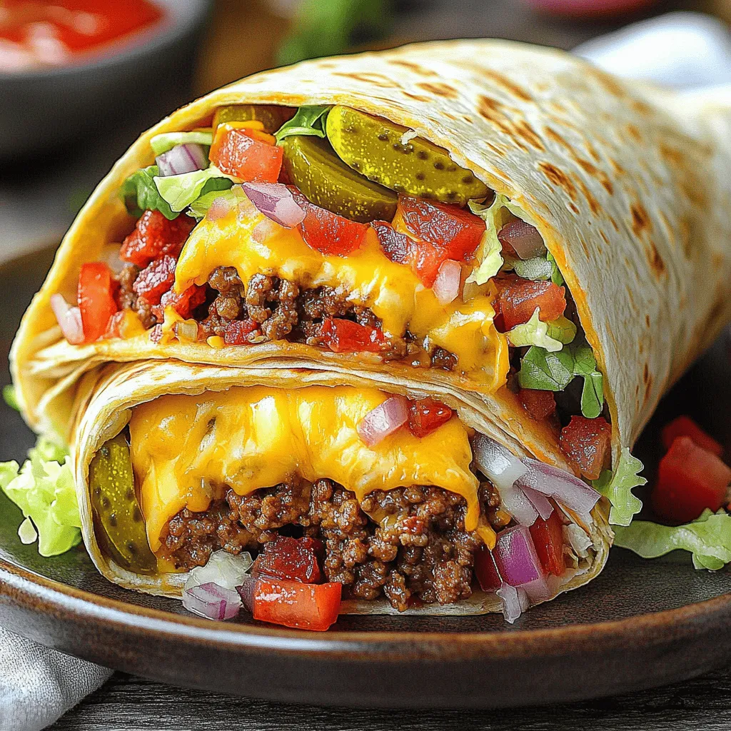 A Huge Bacon Cheeseburger Burrito needs fresh and tasty ingredients. The main star is ground beef. You want one pound of high-quality beef for the best flavor. Next, crispy bacon is a must. Use four slices, chopped into small bits. This gives a great crunch.