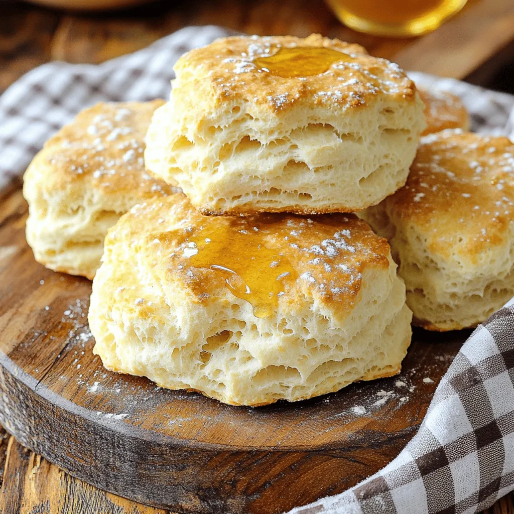 - 2 cups all-purpose flour - 1 tablespoon baking powder - 1 teaspoon baking soda - 1 teaspoon salt - 1/4 cup unsalted butter, chilled and cubed - 1 cup buttermilk (or homemade substitute) - 2 tablespoons honey (optional)