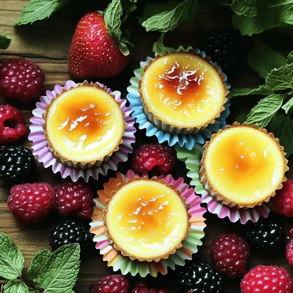 - 8 oz (225g) cream cheese, softened - 1/2 cup (100g) granulated sugar - 1/2 cup (120ml) heavy cream - 1 teaspoon vanilla extract - 2 large egg yolks - 1 tablespoon cornstarch - 1/4 cup (50g) brown sugar (for topping) - Fresh berries (for garnish, optional) - Mint leaves (for garnish, optional)