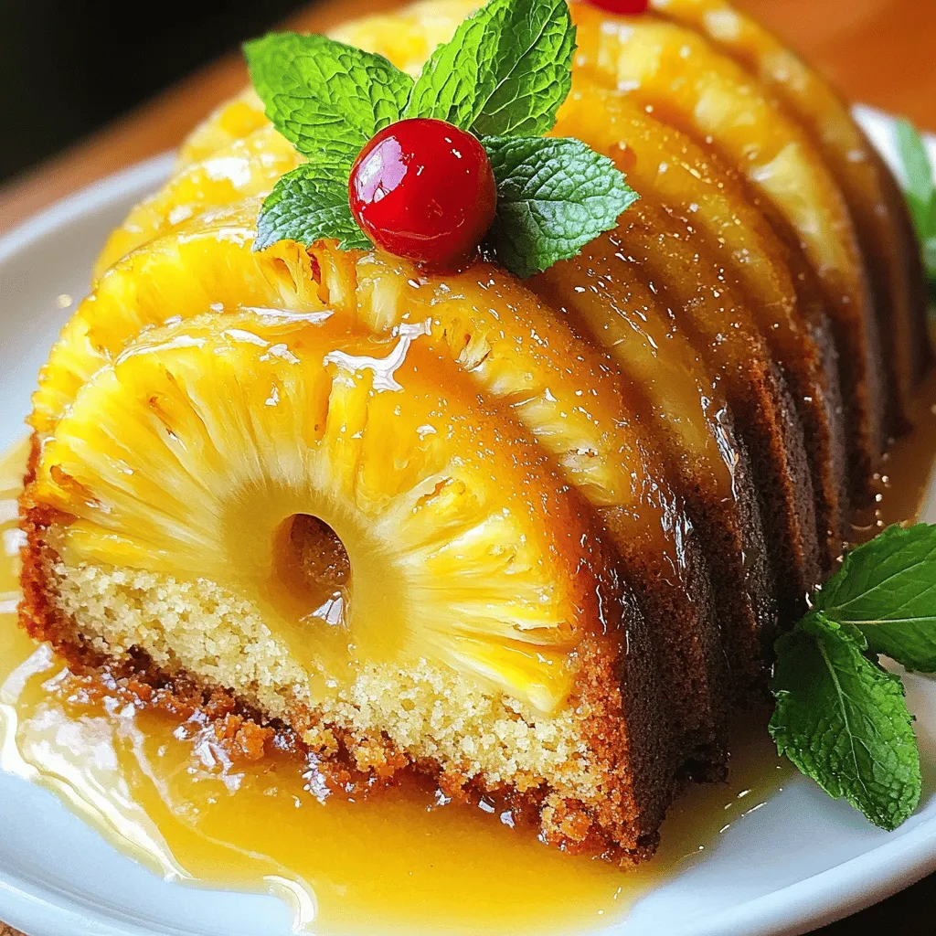 - 1/2 cup unsalted butter, softened - 1 cup granulated sugar - 3 large eggs - 1 teaspoon vanilla extract - 1 cup all-purpose flour - 1/2 teaspoon baking powder - 1/4 teaspoon salt - 1/2 cup sour cream - 1 can (15 oz) pineapple slices, drained - 1/3 cup packed brown sugar - Maraschino cherries, for garnish