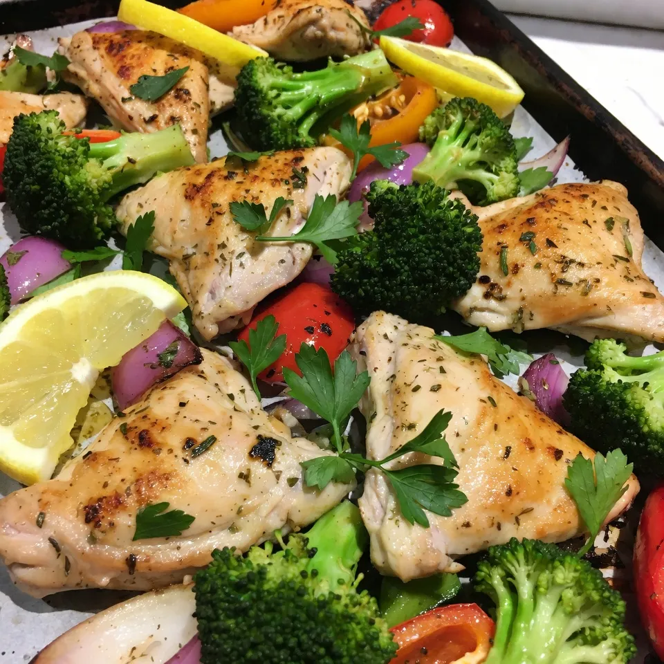 Sheet Pan Lemon Herb Chicken &#038; Veggies Delight
