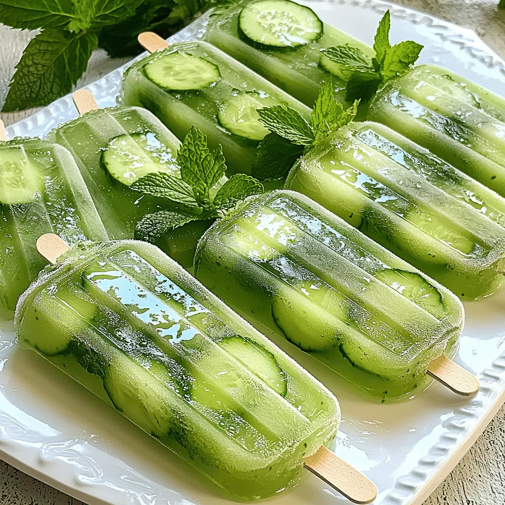 Cucumber Mint Spa Water Popsicles Refreshing Treat