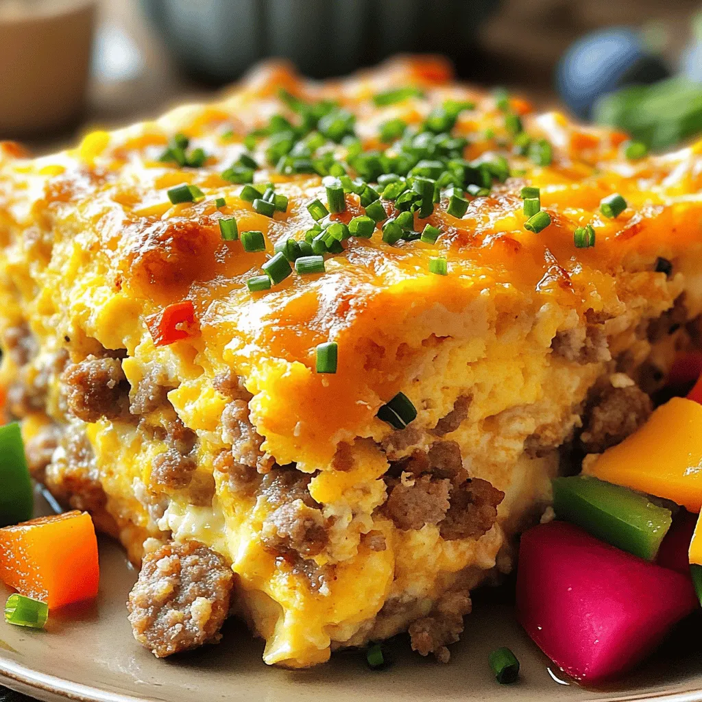 To make a delicious overnight sausage and egg casserole, you need the following main ingredients: