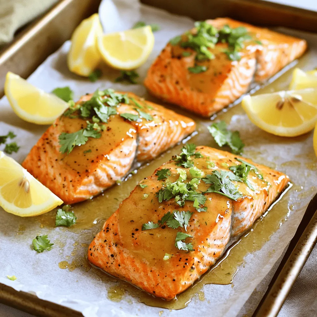 For the honey-lime garlic butter baked salmon recipe, you need simple ingredients. You will need four salmon fillets, about six ounces each. Olive oil helps keep the fish moist. Unsalted butter adds richness to the dish. Honey brings sweetness, while fresh lime juice gives it a zesty kick. You will also use minced garlic for flavor. Salt and pepper will enhance the taste. Finally, lime zest adds a fresh aroma. Fresh cilantro or parsley makes a nice garnish. Lemon wedges are great for serving.