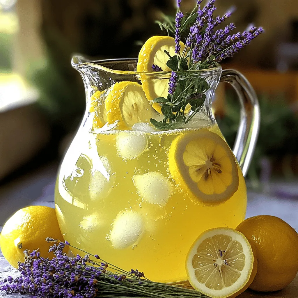 To make a great sparkling lavender lemonade, you need key ingredients. First, fresh lemon juice shines in this drink. It brings a bright, tangy taste. You will need about 1 cup, which equals 4-5 lemons. Next, granulated sugar adds sweetness. Use 1 cup to balance the tartness.