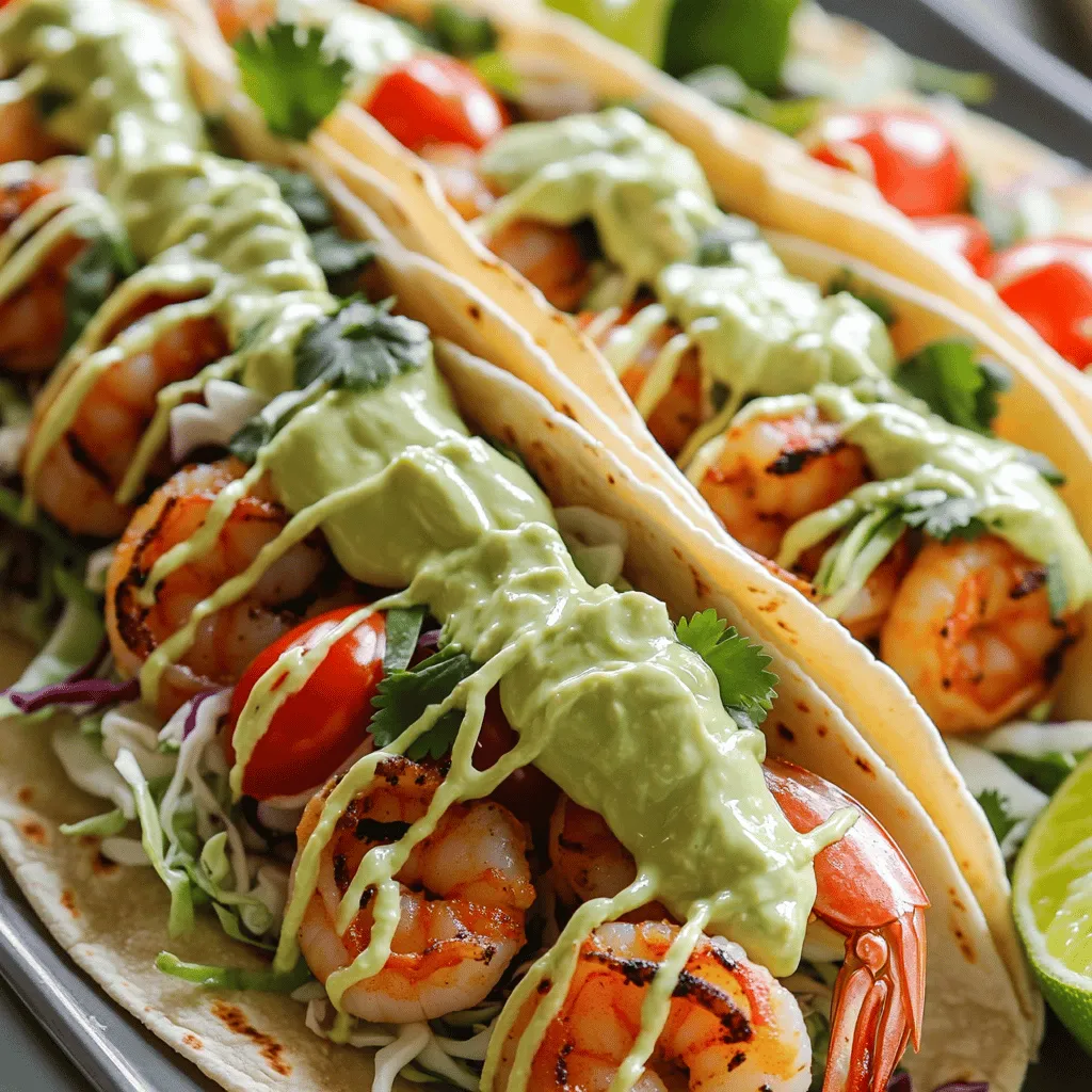 Mouthwatering Shrimp Tacos with Avocado Cream Recipe
