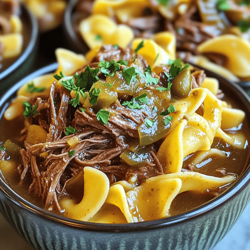 The key ingredients in this savory Mississippi beef noodles recipe bring warmth and flavor.