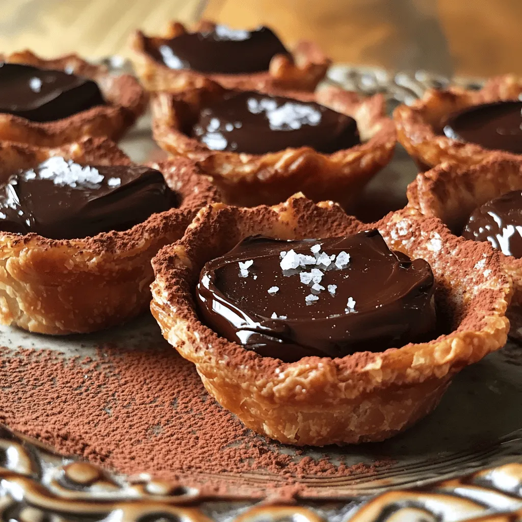 - 1 cup all-purpose flour - 1/2 cup unsweetened cocoa powder - 1/4 cup powdered sugar - 1/2 teaspoon salt - 1/2 cup unsalted butter, chilled and cubed - 1 large egg yolk - 3 tablespoons ice water - 1 cup dark chocolate chips (at least 70% cocoa) - 1/2 cup heavy cream - 1 teaspoon vanilla extract - Sea salt flakes, for garnish