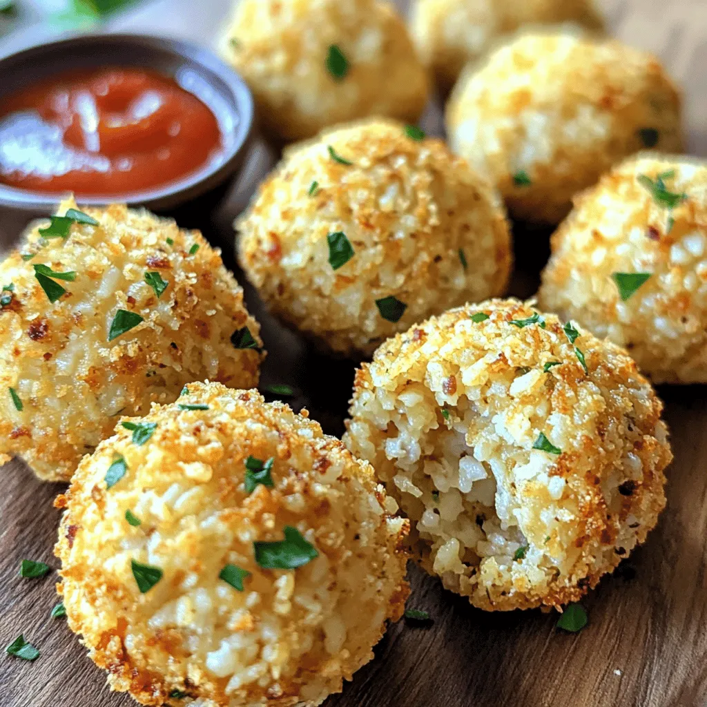 - 2 cups cooked sushi rice (preferably cooled) - 1/2 cup grated Parmesan cheese - 1/4 cup fresh parsley, chopped - 1/2 teaspoon garlic powder - 1/2 teaspoon onion powder - Salt and black pepper to taste - 1 cup breadcrumbs - 2 large eggs, beaten - Vegetable oil for frying