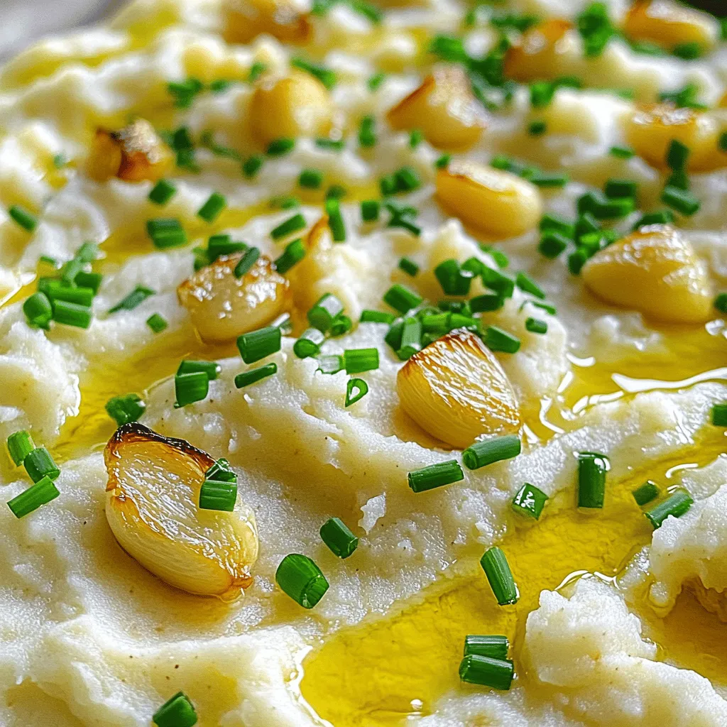 Roasted Garlic Mashed Cauliflower Creamy Delight
