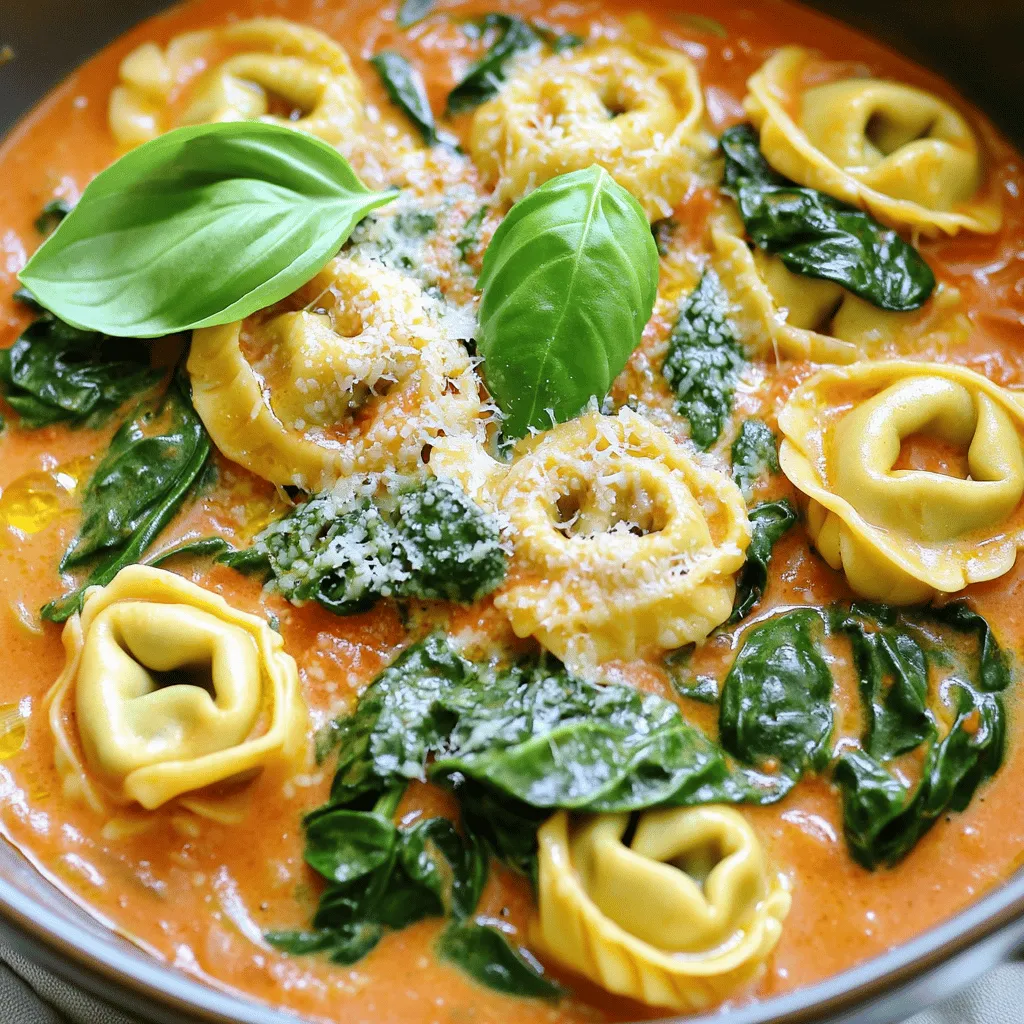 To make a great Tuscan tortellini recipe, you need some key ingredients. Start with 12 ounces of cheese tortellini. This gives your dish a rich and creamy base. Next, grab 2 tablespoons of olive oil. This oil adds flavor and helps with cooking.
