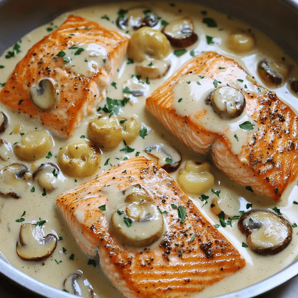 Creamy Garlic Mushroom Salmon Simple and Delicious Meal