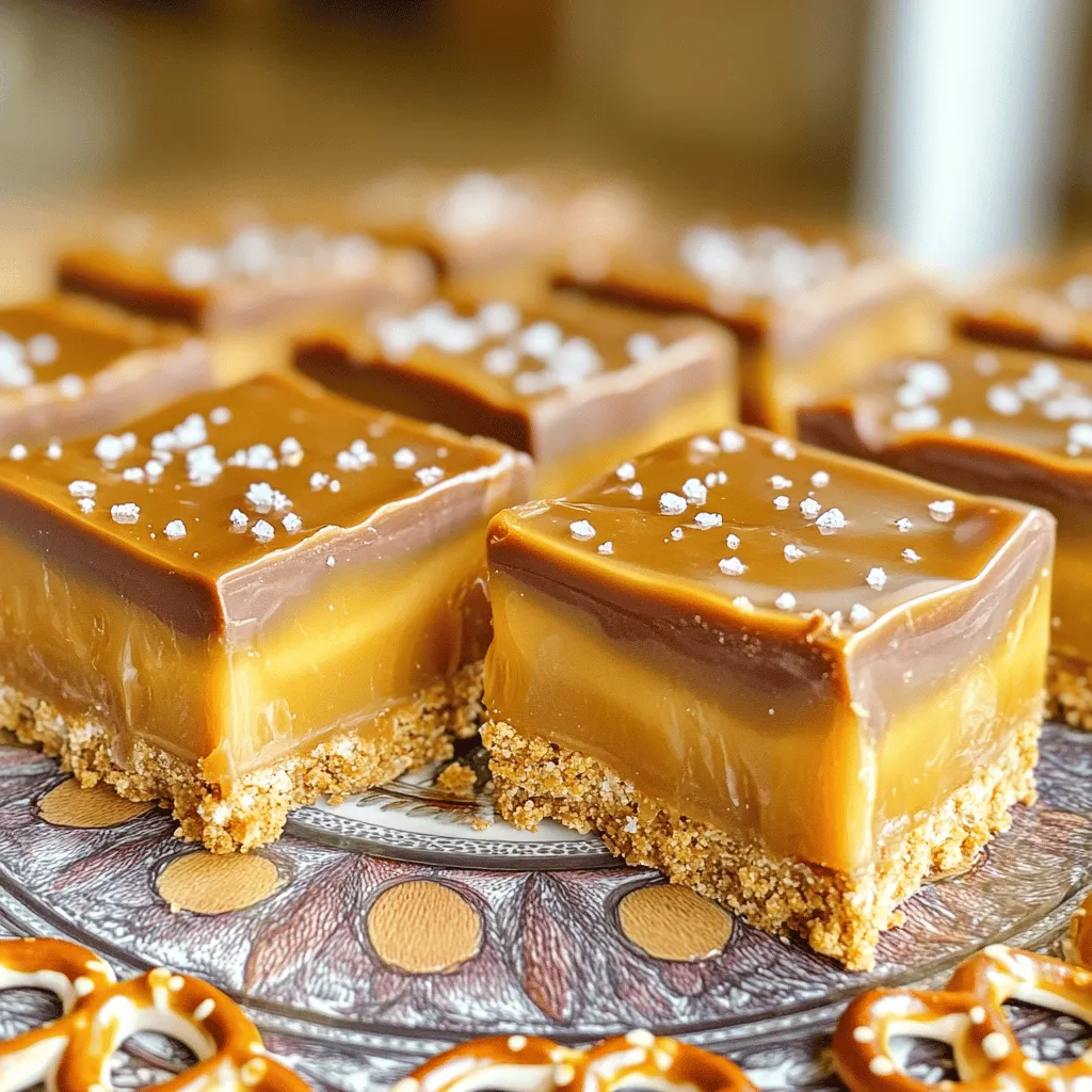 No Bake Salted Caramel Pretzel Bars Delightful Treat