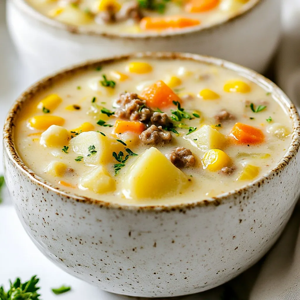 Crockpot Creamy Potato Hamburger Soup Easy Comfort Meal