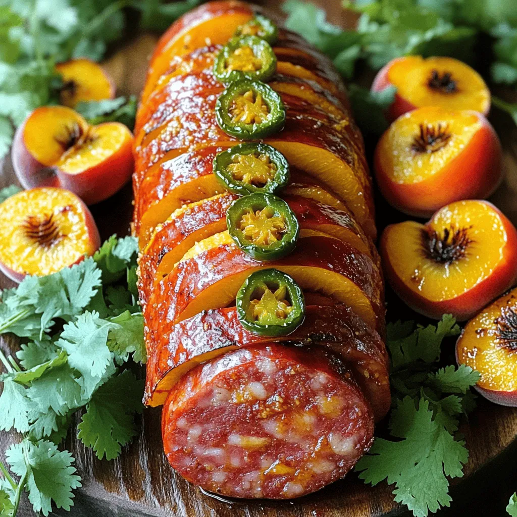Jalapeno Peach Hasselback Kielbasa Recipe