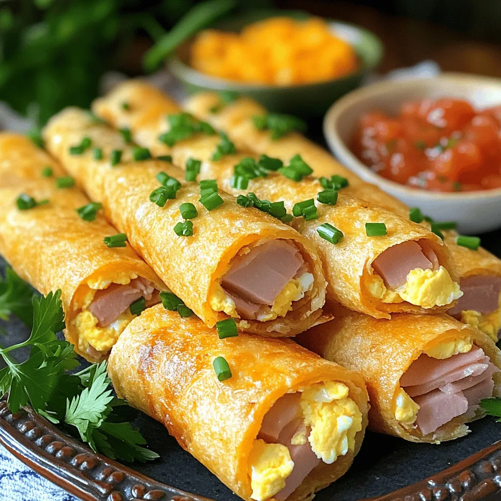 The key to making easy ham egg and cheese roll-ups is gathering the right ingredients. Here’s what you need: