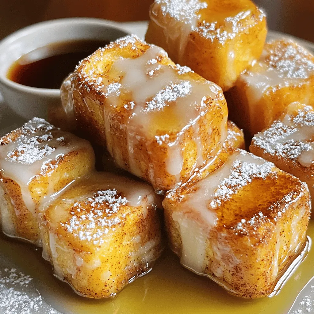 To make cinnamon roll french toast bites, you need simple ingredients. First, grab one can of refrigerated cinnamon rolls, which come with icing. You will also need four large eggs. Next, measure out half a cup of milk. Add one teaspoon of vanilla extract for flavor. You will use half a teaspoon of ground cinnamon and a quarter teaspoon of nutmeg. Finally, get one tablespoon of butter for frying. Maple syrup and powdered sugar are great for serving.