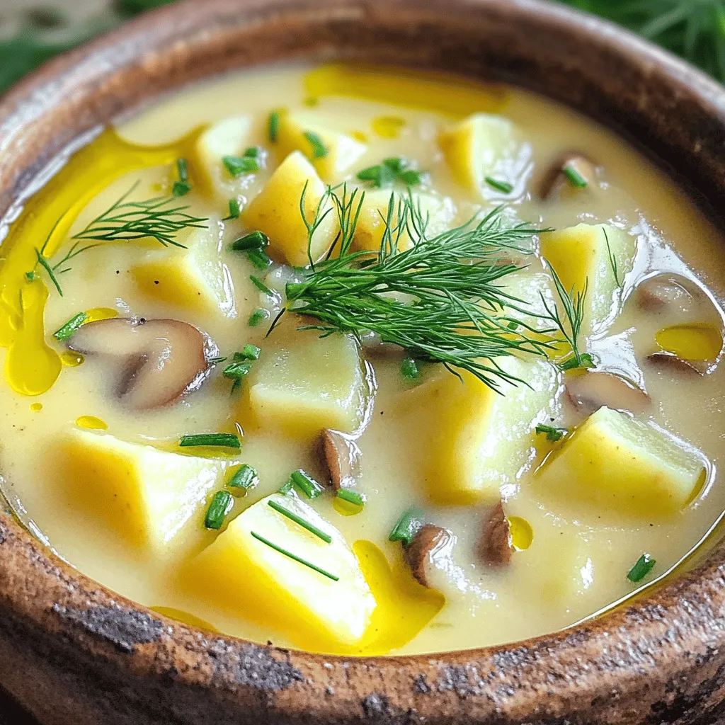 Polish potato soup is warm and filling. The key ingredients make this dish special. First, you need four large russet potatoes. These potatoes add creaminess and a smooth texture. Next, use one medium onion to build the base flavor. Finely chop the onion to release its sweetness.