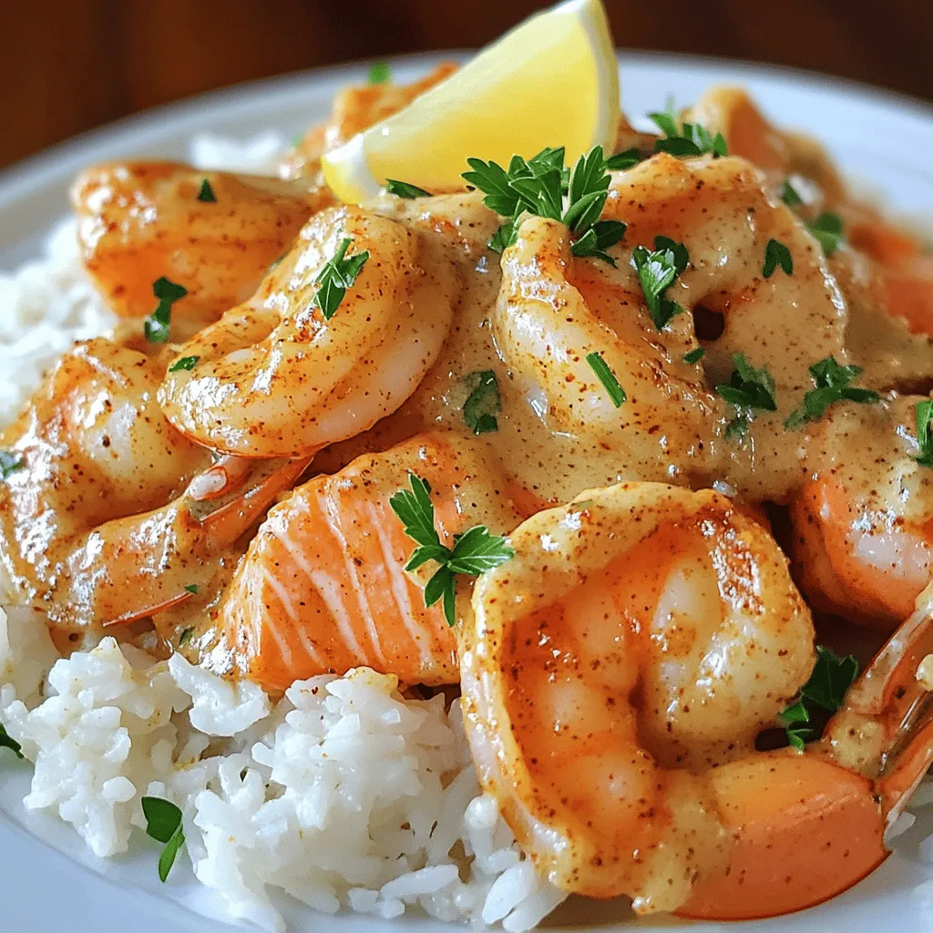 The key to a great Cajun shrimp recipe lies in its ingredients. You need fresh, high-quality shrimp and salmon. The shrimp should be peeled and deveined. For the salmon, fillets work best. The right Cajun seasoning for shrimp is crucial. You can buy it or make your own mix.
