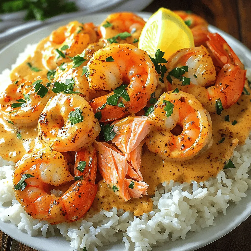 Cajun Shrimp &#038; Salmon with Garlic Cream Tasty Delight