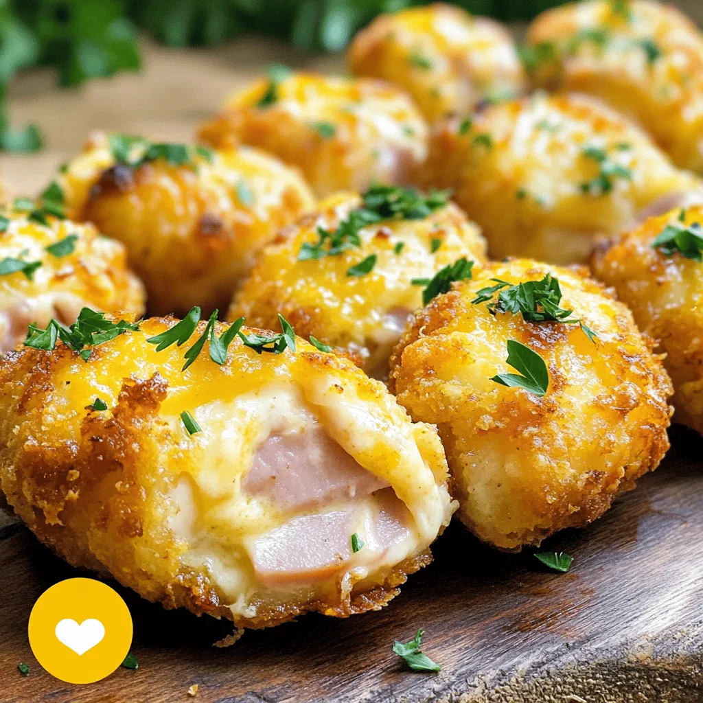 Chicken Cordon Bleu Bites are small, tasty snacks. They pack all the flavors of the classic dish into bite-sized pieces. You get juicy chicken, ham, and Swiss cheese, all wrapped up and baked.