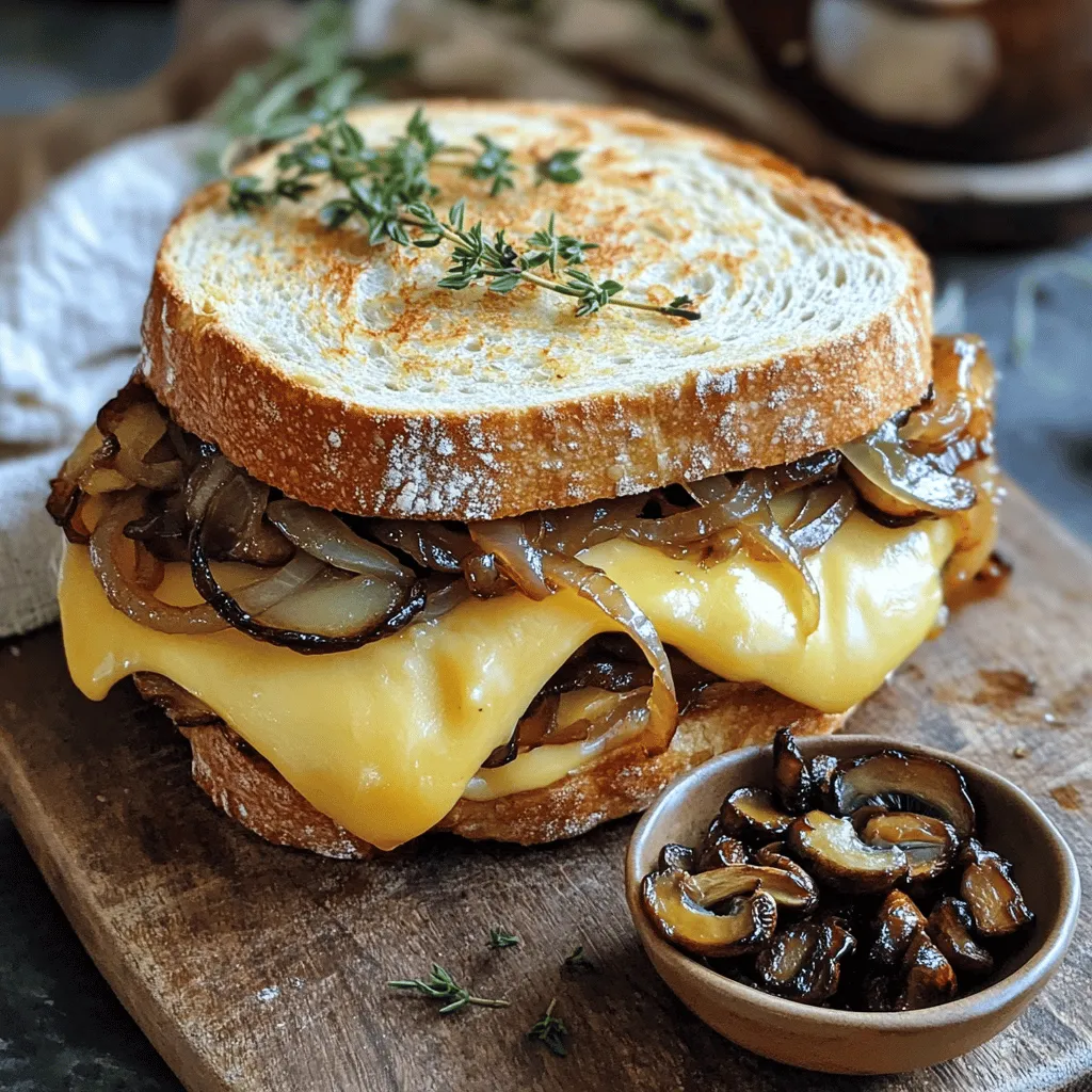 Grilled Cheese with Gouda, Roasted Mushrooms, Onions