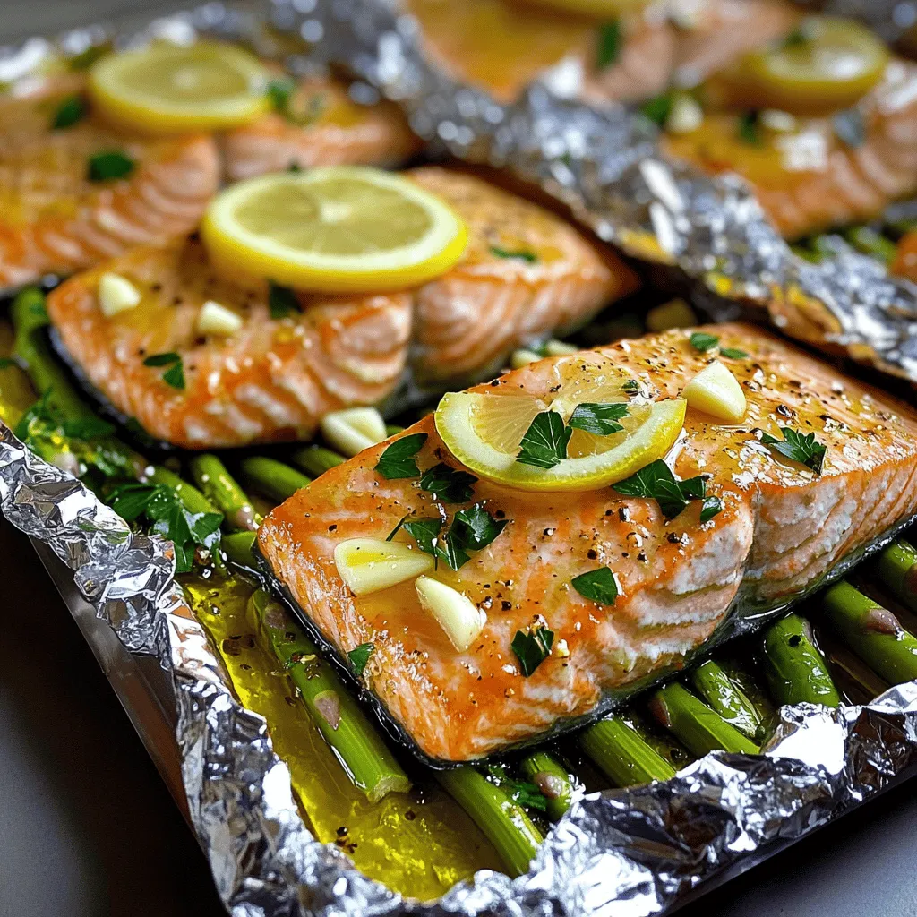 Savory Baked Salmon in Foil with Asparagus Dish