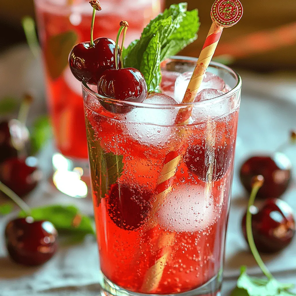 Sparkling Cherry Mint Agua Fresca Refreshing Drink