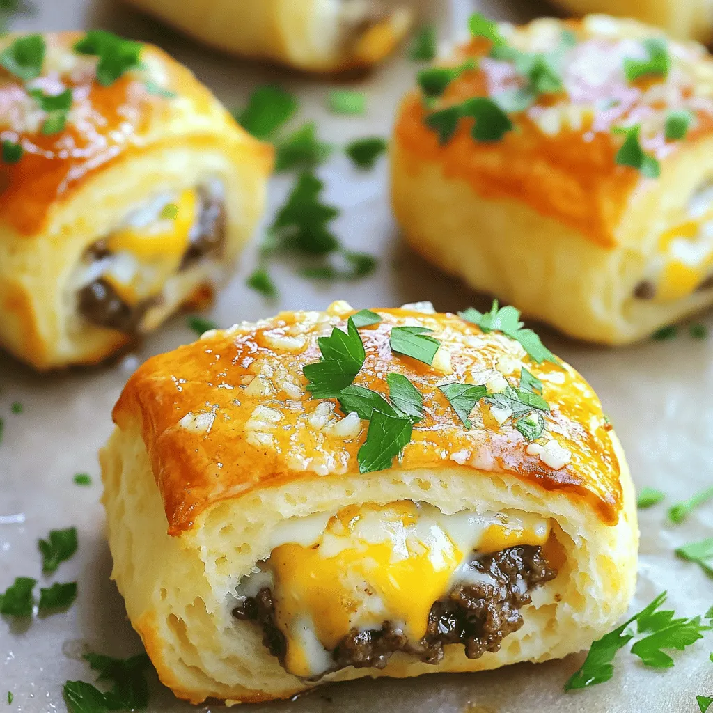 Garlic Parmesan Cheeseburger Bombs are a fun twist on a classic dish. These little treats pack a lot of flavor. You get juicy beef, melty cheese, and a hint of garlic all wrapped in soft biscuit dough. They are a great snack or meal option for anyone.