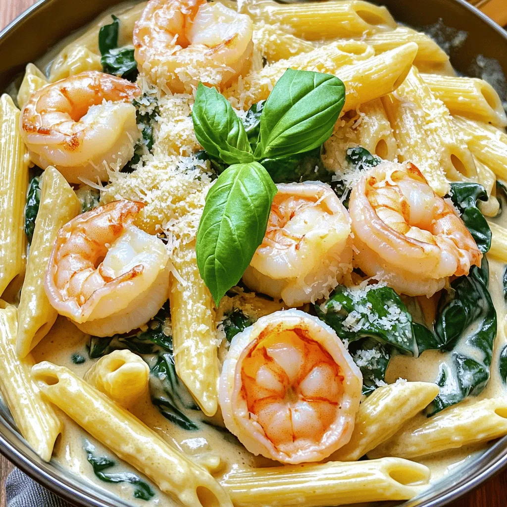 Cheesy Shrimp Spinach Penne Delightful Creamy Dish