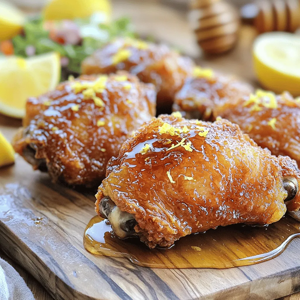 To make lemon tea fried chicken, you need fresh ingredients. The main star is chicken thighs. They stay juicy and tender when fried. You will also need buttermilk, which adds creaminess. For zing, gather lemon zest and honey.