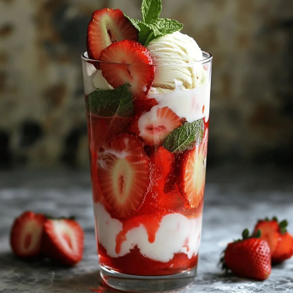 The ingredients for a strawberry patch float are simple and tasty. You need just a few items to make this fun treat. Here’s the list: