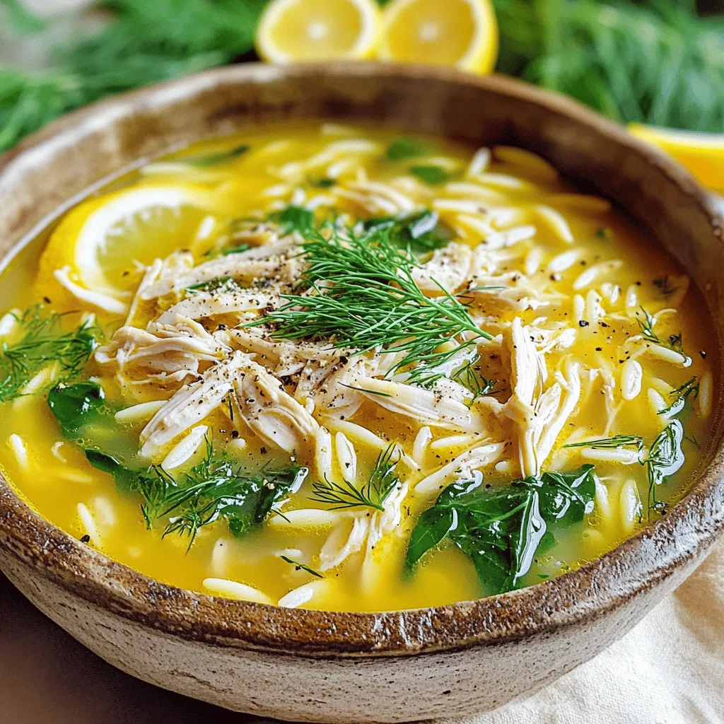 Avgolemono Greek Lemon Chicken Soup shines with simple yet vital ingredients. Each one adds to its unique flavor and texture.