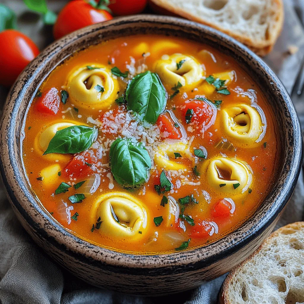 Slow Cooker Tomato Basil Tortellini Soup Delight