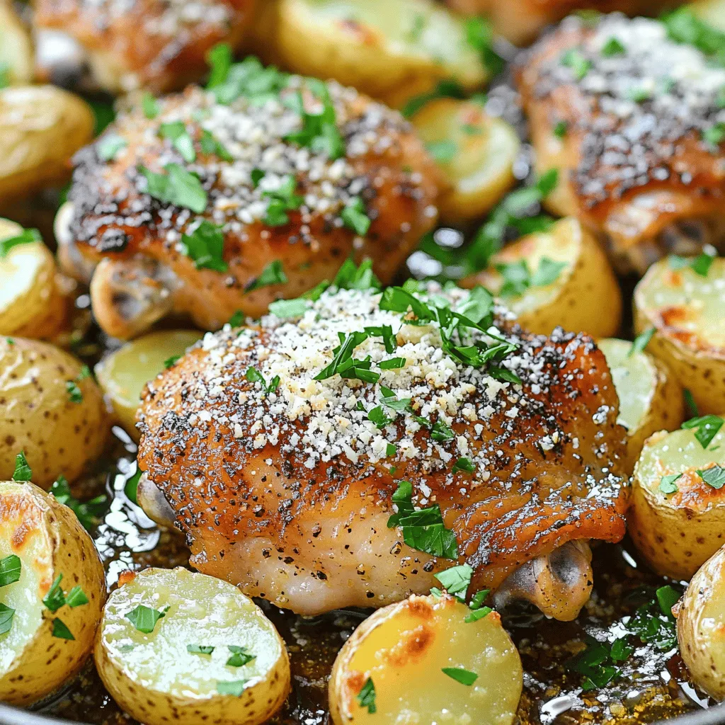 One-Pan Garlic Parmesan Chicken and Potatoes Delight
