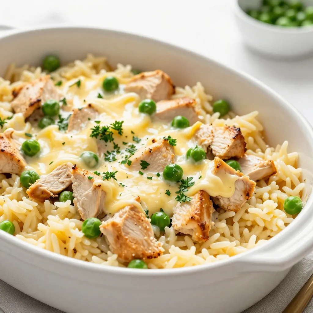 Dump-and-Bake Chicken Alfredo Rice Quick and Easy Meal